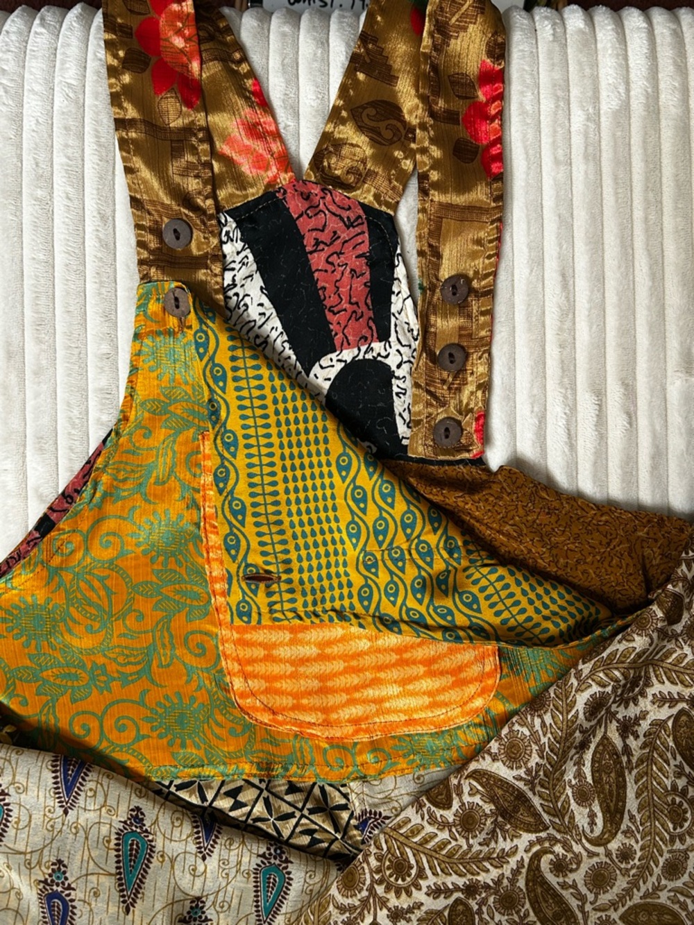 Mexicali Blues Boho Patchwork Silk Blend Overalls Hippie Whimsical One of a KInd - Picture 14 of 17